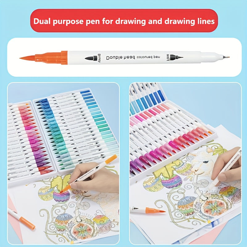 Dual Tip Quick Dry Water Based Ink Art Pens Vibrant Bright Colors Set