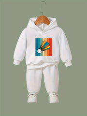 Badminton Print Girls Hoodies Jogger Set Sports Outfits