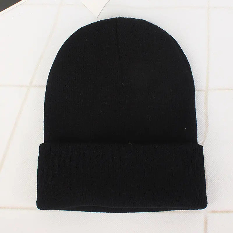Fluorescent Knitted Beanie Hats Elastic Woolen Cap