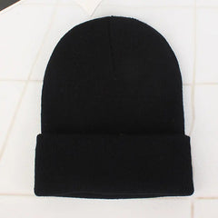 Fluorescent Knitted Beanie Hats Elastic Woolen Cap