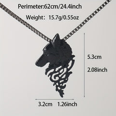 Punk Style Wolf Head Pendant Necklace Men's Jewelry Vintage Hip Hop Sweater Chai