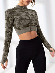 Camo Yoga Jacket High Stretch Slim Fit Activewear