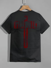 Men's Cross Pattern Sports T-shirt, Round Neck Tee Shirt for Summer