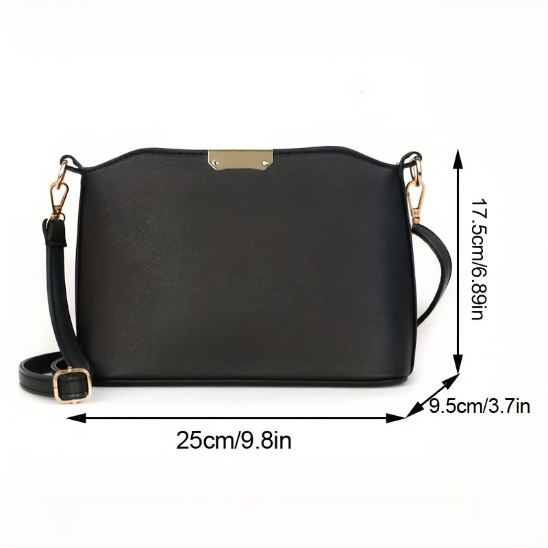 Stylish Crossbody Bag with Metal Decor, PU Leather Shoulder Purse