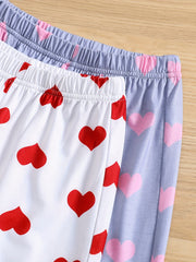 2Pcs Toddler Girls Heart Print Jogger Pants