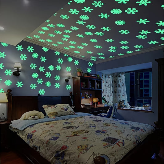 50pcs Glow in the Dark Snowflakes for Home Decor