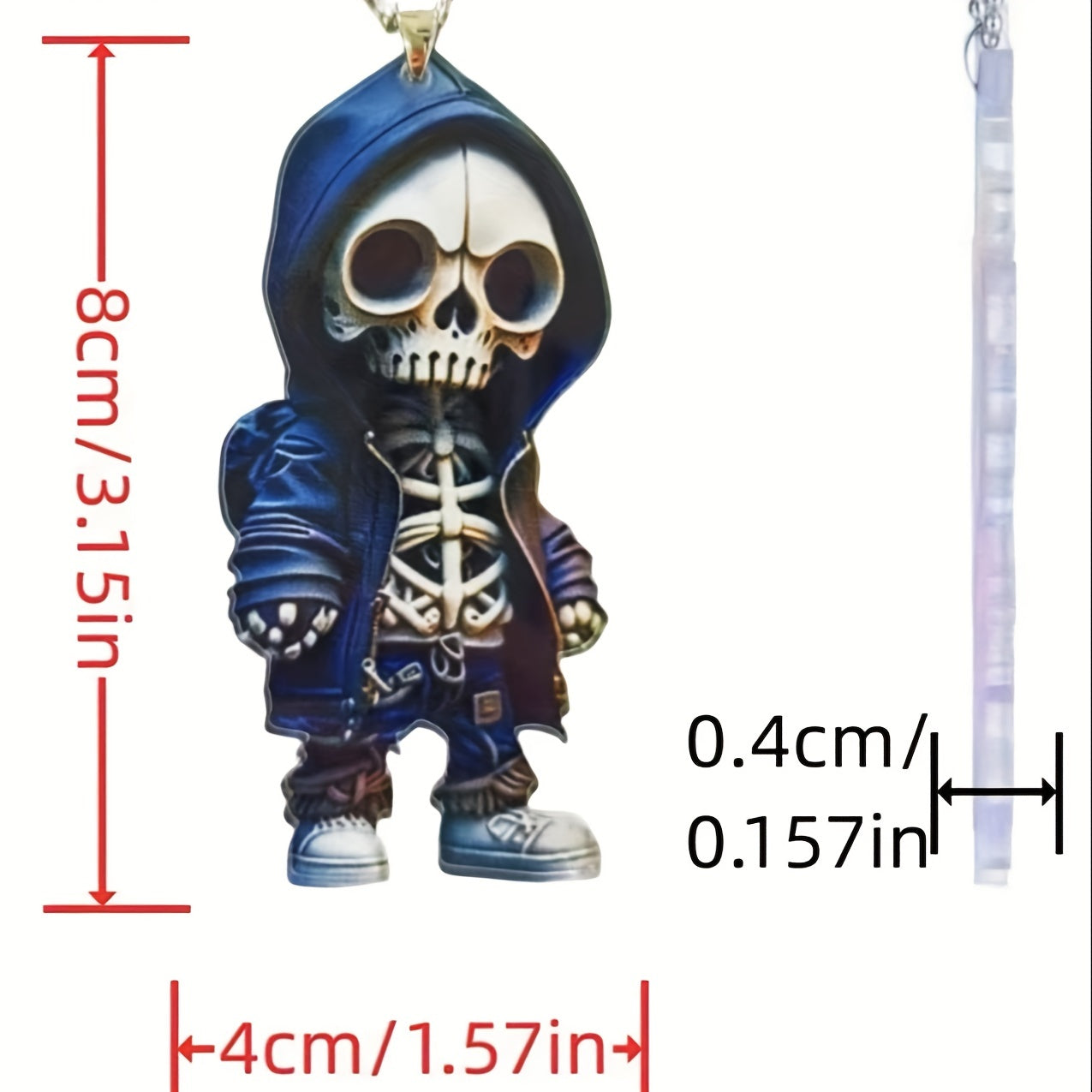 Halloween Christmas 2D Mini Skeleton Car Pendant Car Bag Keychain Decoration