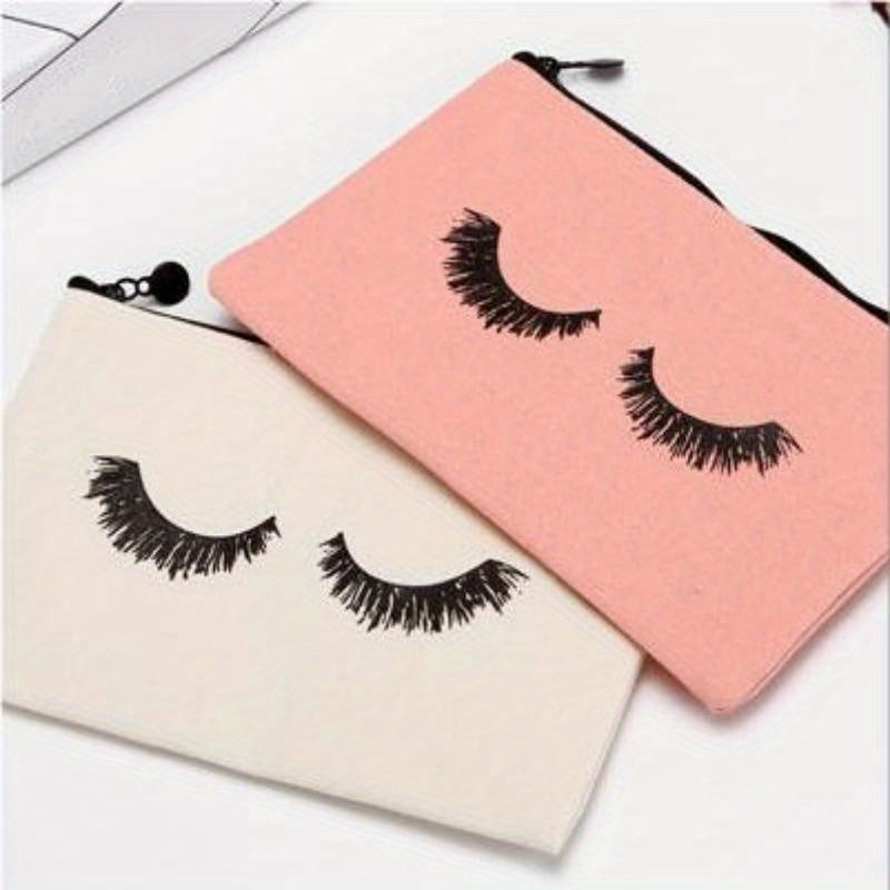 Eyelashes Pattern Storage Pouch Zipper Makeup Bag