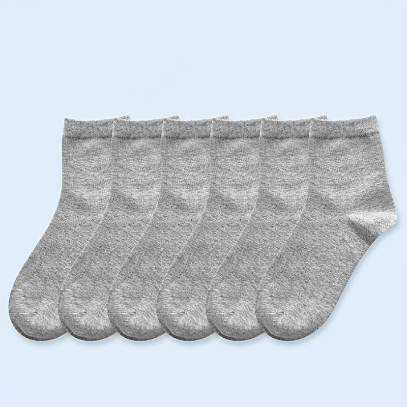 6 Pairs Solid Crew Socks for Women