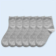 6 Pairs Solid Crew Socks for Women