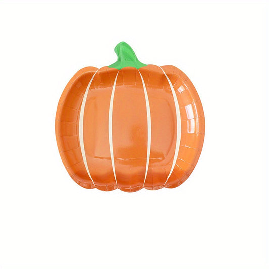 25pcs Pumpkin Paper Plate Halloween Orange Decor