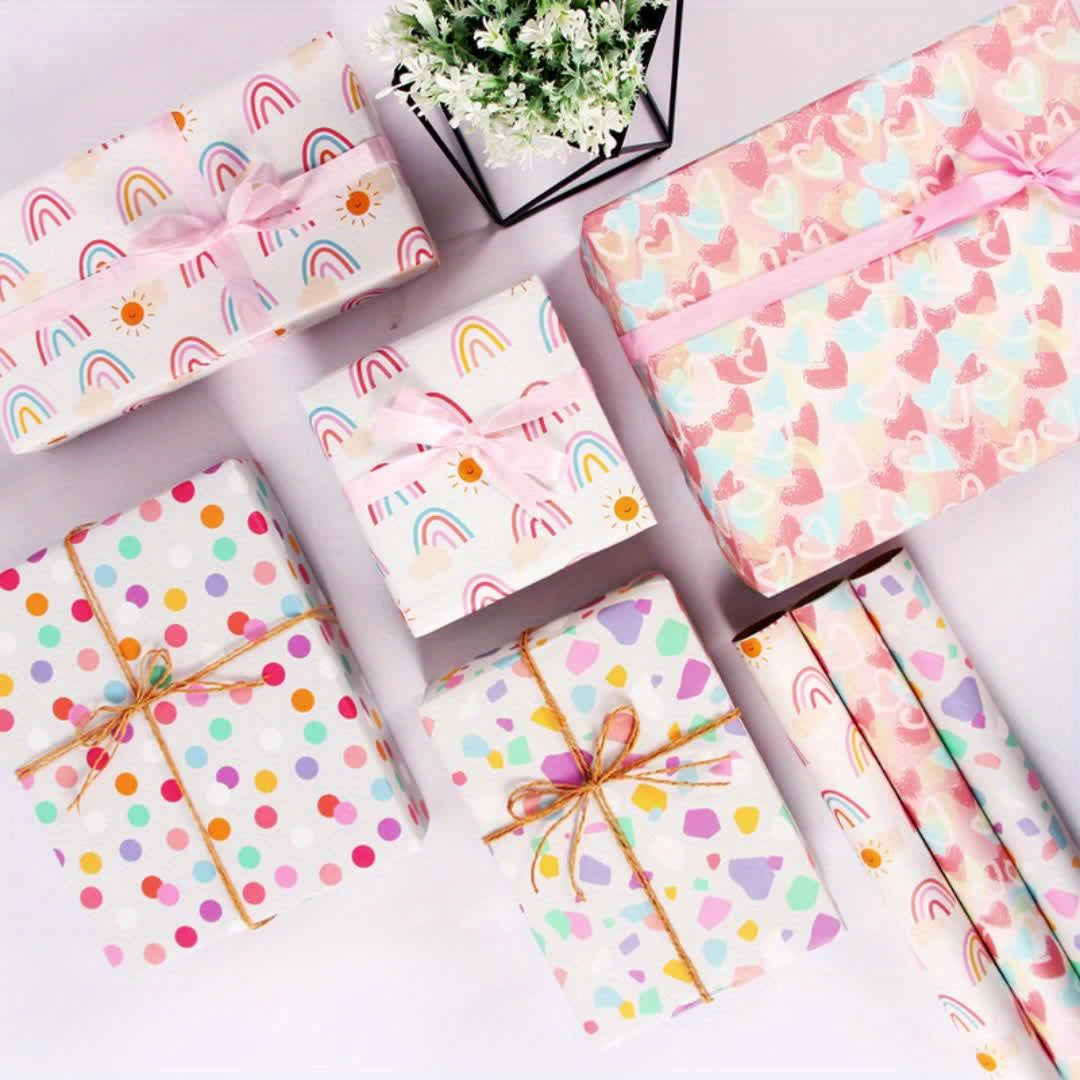 4pcs Love Rainbow Small Gravel Wrapping Paper Set