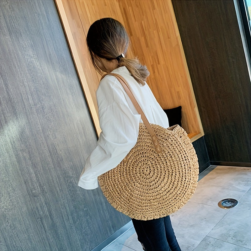 Straw Shoulder Bag Large Capacity Storage Tote Bag All Match Travel Bag