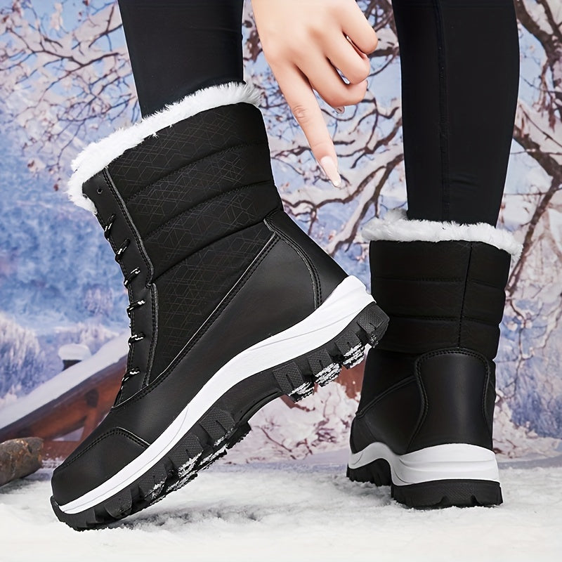 Women's Snow Boots With Fleece Lining Waterproof Hiking Boots
