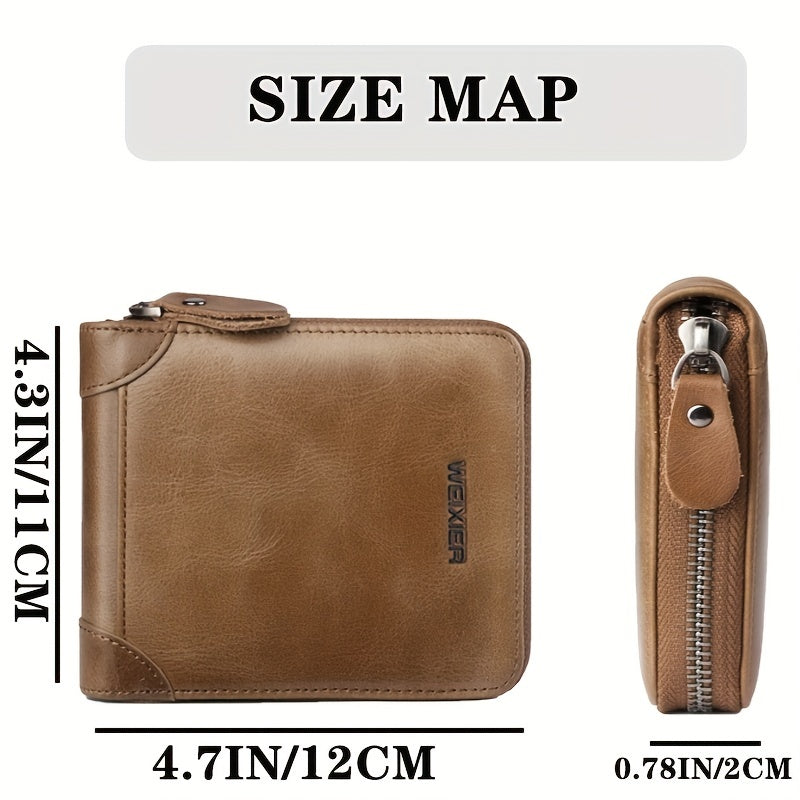 WEIXIER Men's Clutch Bag Retro Small Business Handbag Zipper Wallet