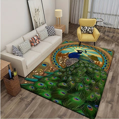 Peacock Printed Non Slip Carpet Soft Living Room Animal Floor Mat