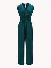 Casual Surplice Neck Jumpsuit Wide Leg Cap Sleeve Summer Spring