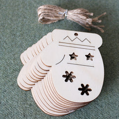 10pcs Christmas Gloves Wooden Decorations DIY Natural Wood Chips