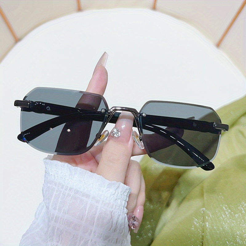 Square Rimless Sunglasses Gradient UV400 Sun Shades Beach Travel