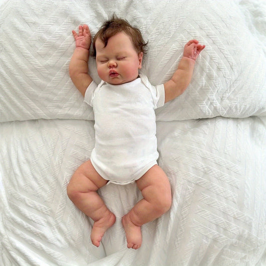 Reborn Baby Doll Realistic Cloth Body Vinyl Limbs Pink Eyes