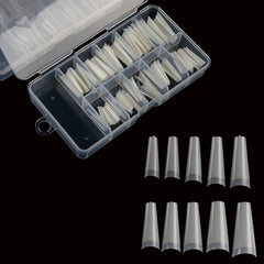 500 Pcs Long Clear Coffin Nail Tips with Case