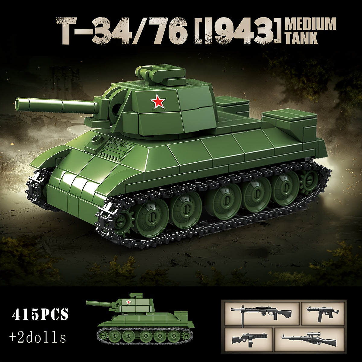 415pcs T 34 Medium Tank Model Building Blocks Set Classic Replica