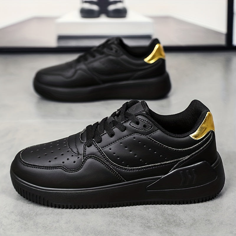 Men's Faux Leather Lace Up Skate Sneakers Casual Elevator Shoes