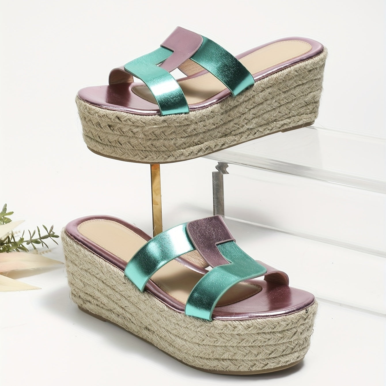 Women's Platform Sandals Cutout Slip On Espadrille Shoes