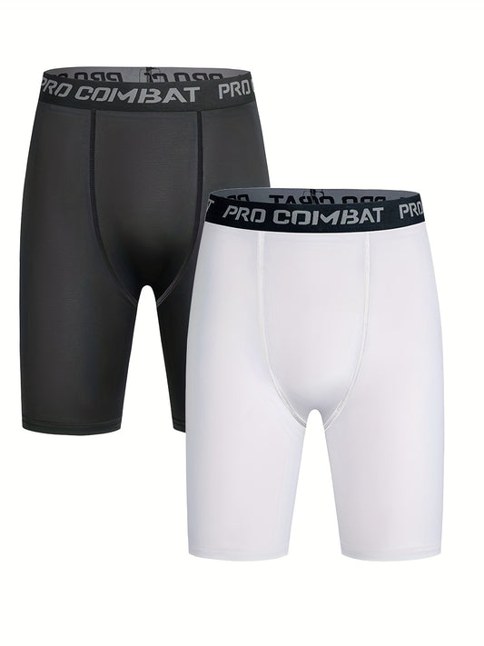 Men's Letter Print Waist Cycling Compression Shorts