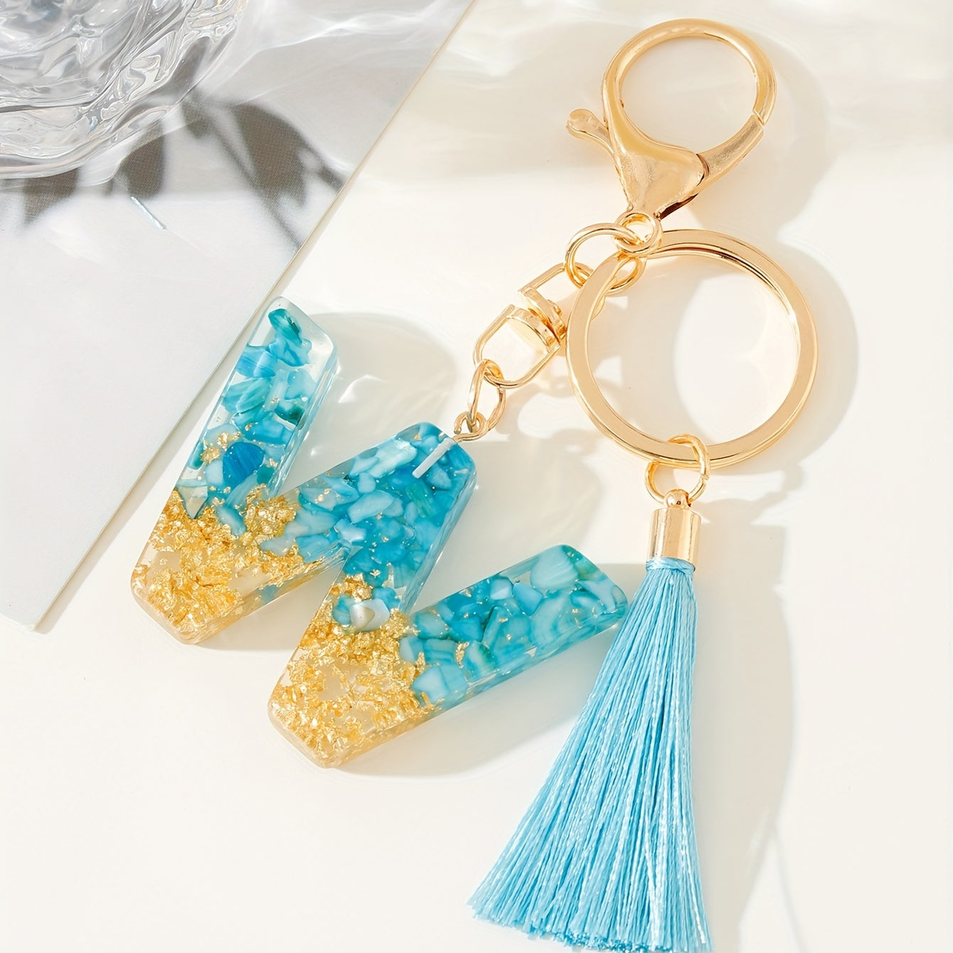 Sequins Alphabet Keychain Resin Key Chain Bag Charm Women Gift