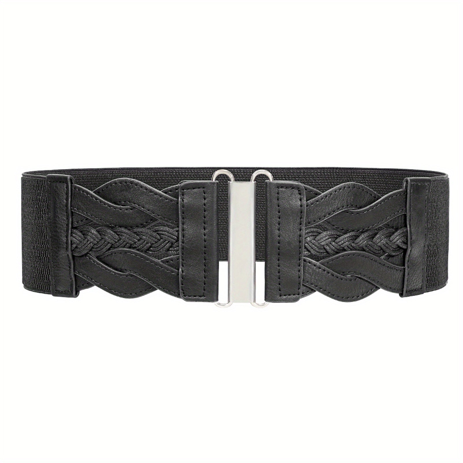 Vintage Braided Wide Elastic Waistband Belt for Women