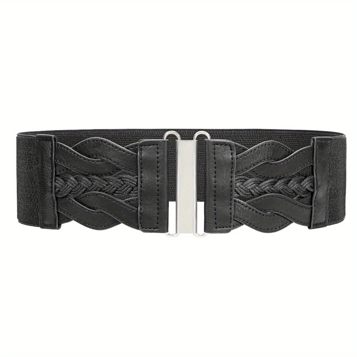 Vintage Braided Wide Elastic Waistband Belt for Women