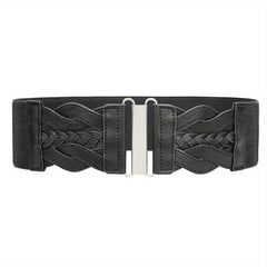 Vintage Braided Wide Elastic Waistband Belt for Women