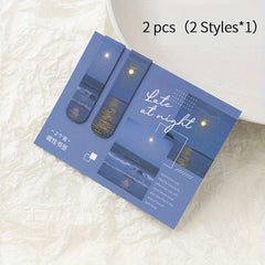 2pcs Magnetic Bookmark Scenery Clouds Literary Pattern Reading Tool