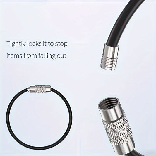 12pcs Key Ring Loop Wire Keychain Cable Rotating Screw Key Ring