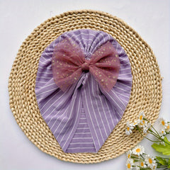 Striped Mesh Bow Hat for Girls