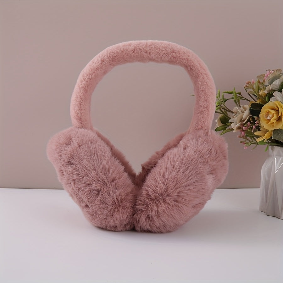 Winter Plush Ear Warmers for Women & Men - Soft & Foldable Ear Muffs