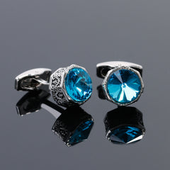 Colorful Crystal Hexagonal Cufflinks Retro Cuff Links For Men