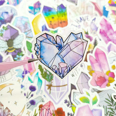 50 Pcs Boho Style Crystal Stickers Set Gem Vinyl Waterproof Decals