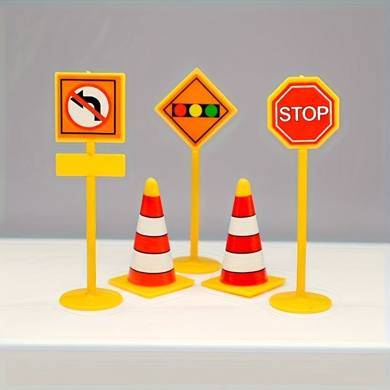 5pcs Mini Roadblock Toy Traffic Signs Decoration