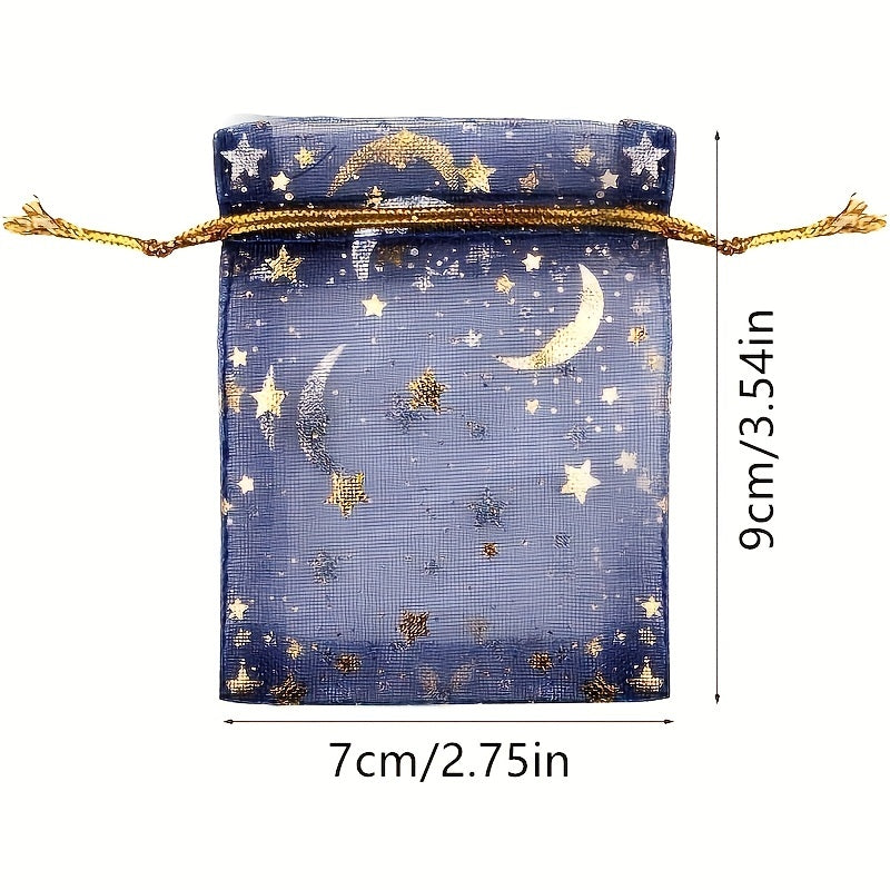 100pcs Sheer Moon Star Organza Gift Bag Mix Organza Favor Bags Gift Pouch