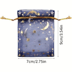 100pcs Sheer Moon Star Organza Gift Bag Mix Organza Favor Bags Gift Pouch