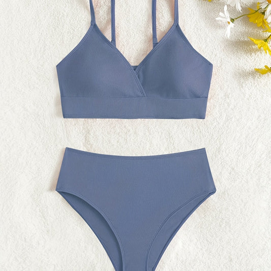 Girl's Ribbed Bikini Set Cami Top & Briefs