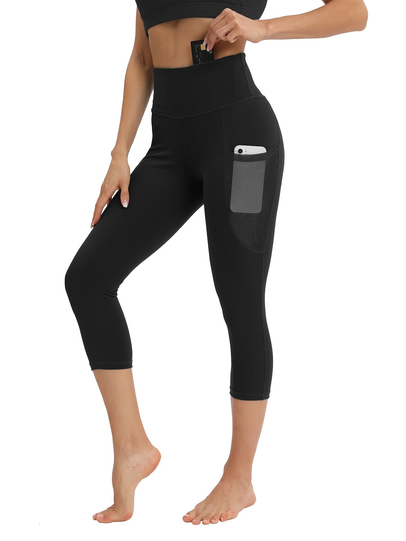 Women's Solid Sports Leggings High Waist Tummy Control for Running Yoga