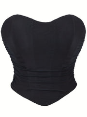 Gothic Mesh Strapless Corset Tummy Control Lace Up Push Up Body Shaper