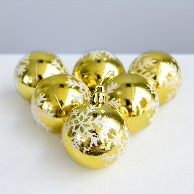 6pcs Golden Christmas Tree Snowflake Pendant Ball Decoration Supplies