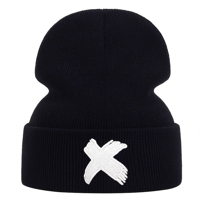 Men's X Embroidered Soft Knitted Winter Warm Hat