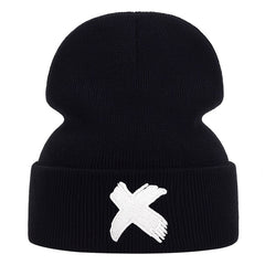 Men's X Embroidered Soft Knitted Winter Warm Hat