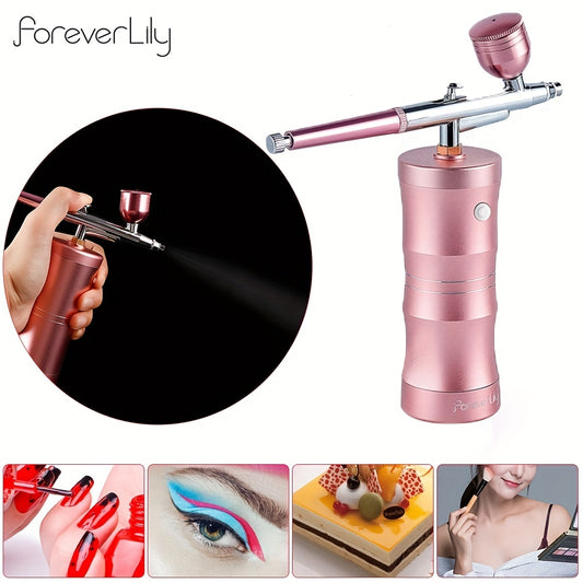 0.4mm Pink Mini Air Compressor Kit Air Brush Paint Spray Gun Airbrush