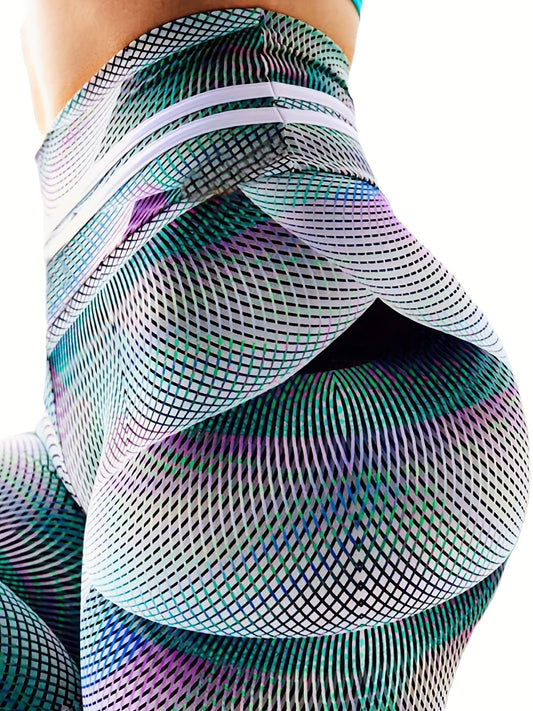 Abstract Line Print High Waist Yoga Pant